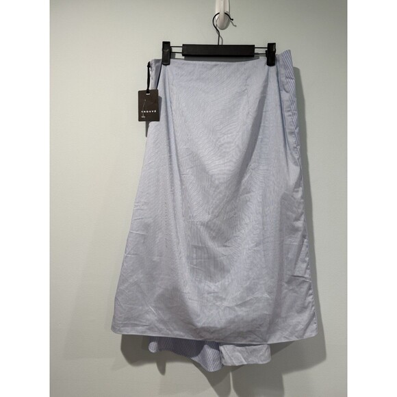 NEW Trouve Skirt Women Medium Stripe Poplin Ruffle Coastal Travel Preppy Cottage - Picture 3 of 7